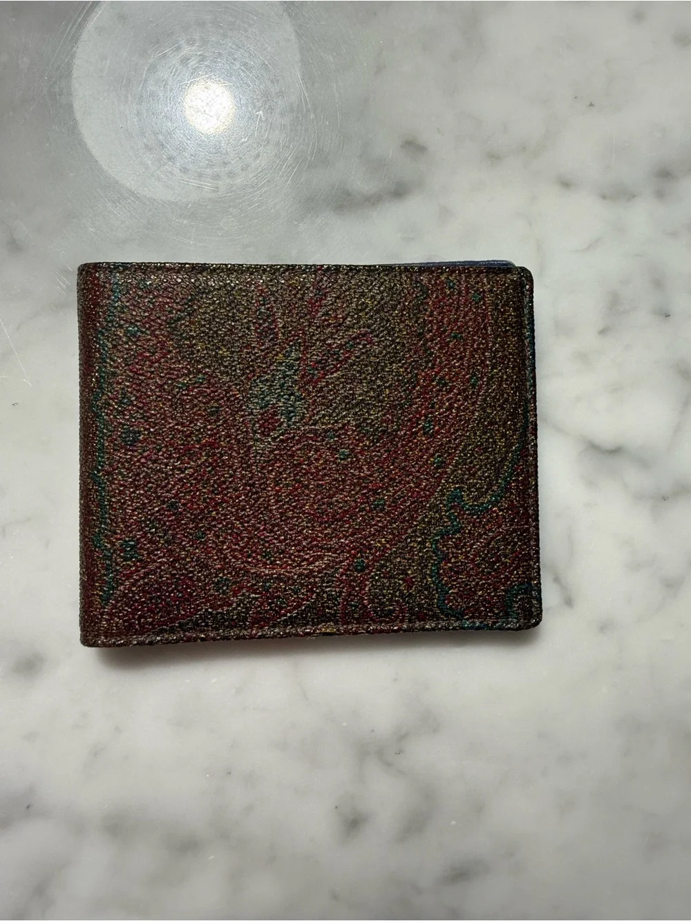 Etro Leather Bifold Wallet - Brown Patterned Paisley
